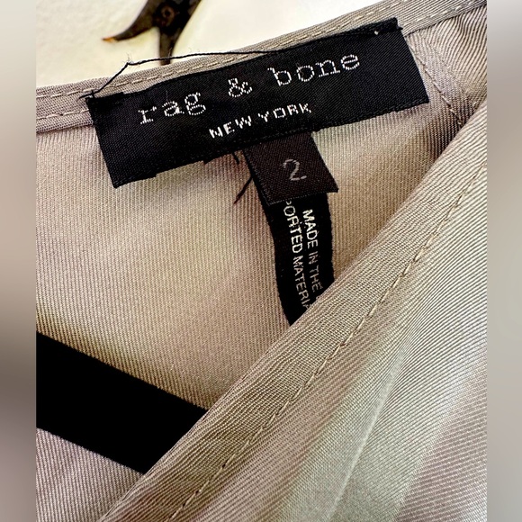 Rag & Bone olive green silk sleeveless romper in silk Size 2 drawstring waist - Picture 3 of 4